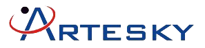 Logo Artesky, produttore di strumenti astronomici per appassionati, con immagine di orbita.
