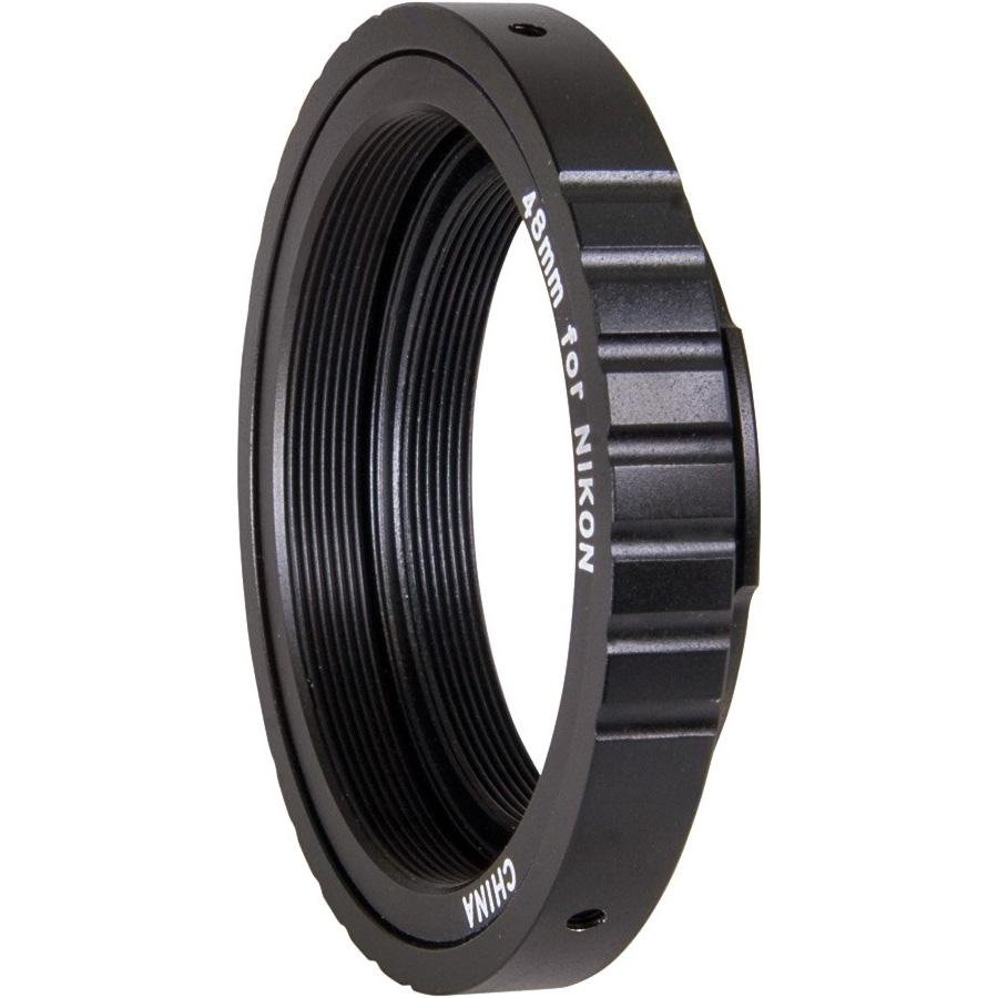 Adattatore T2 nero per fotocamera Nikon, attacco 48mm, di alta qualità per obiettivo.