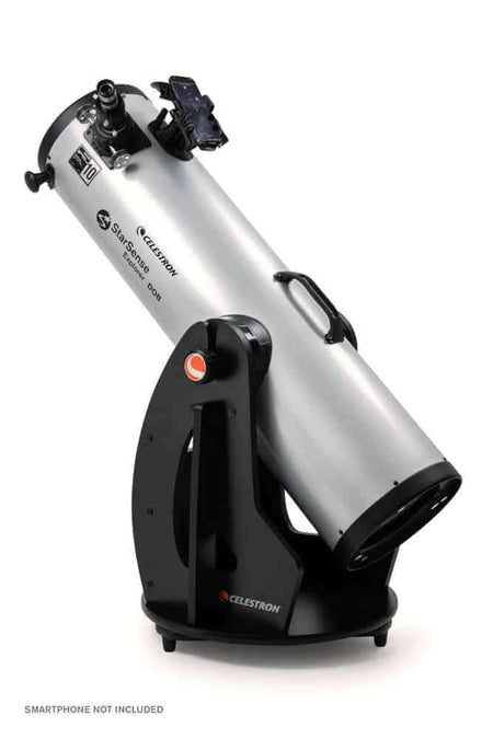 Telescopio Dobsoniano Celestron StarSense Explorer 10" con specchio parabolico e puntamento assistito in argento.