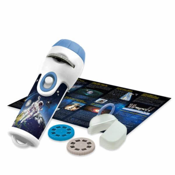 Proiettore Torcia Spaziale DiProgress con dischi per immagini di pianeti e galassie, giocattolo educativo per bambini.