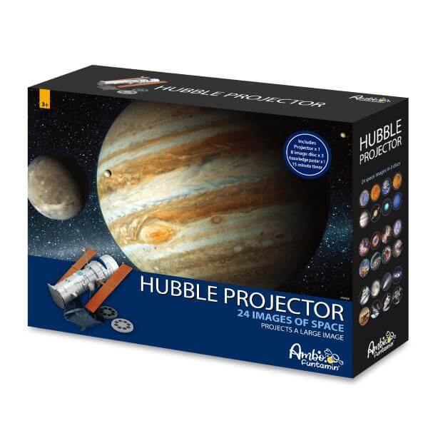 Scatola del Proiettore Hubble di Ambo Funtamin, mostra immagini spaziali dal telescopio Hubble, progettato per bambini curiosi.