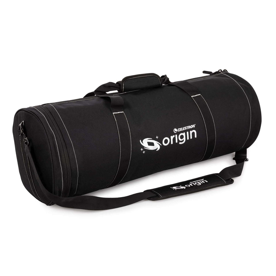 Borsa Celestron Origin imbottita per telescopio, con rivestimento esterno in poliestere resistente all'acqua e tracolla regolabile.