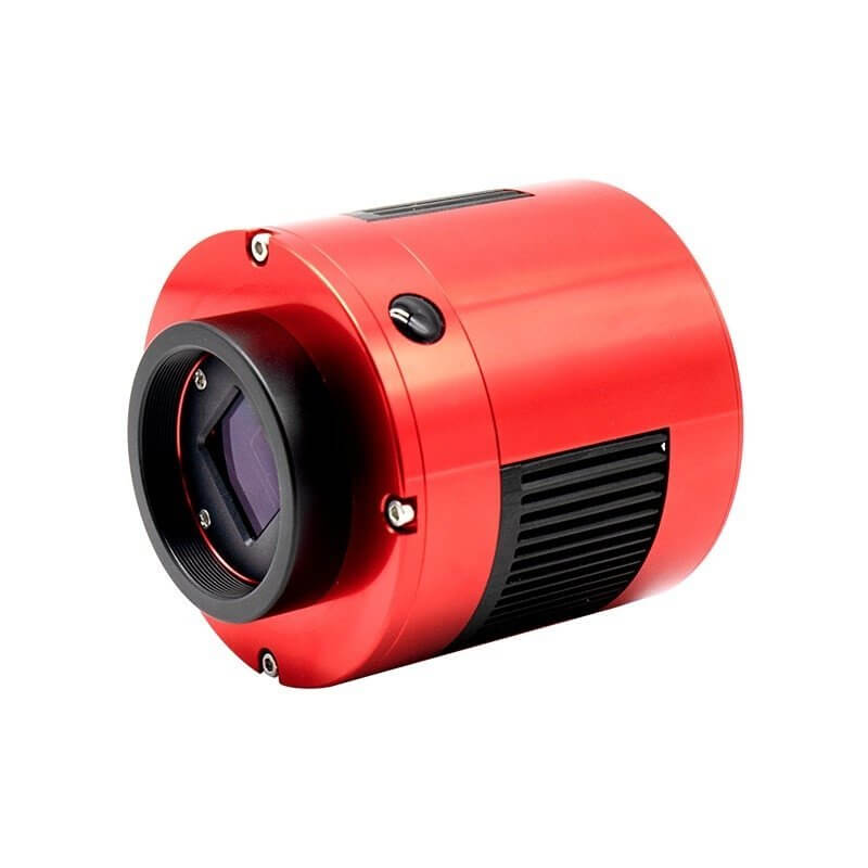 ZWO ASI 533 MC Pro Camera CMOS Colore Raffreddata con sensore Sony IMX533CJK, ideale per astrofotografia avanzata, design rosso compatto