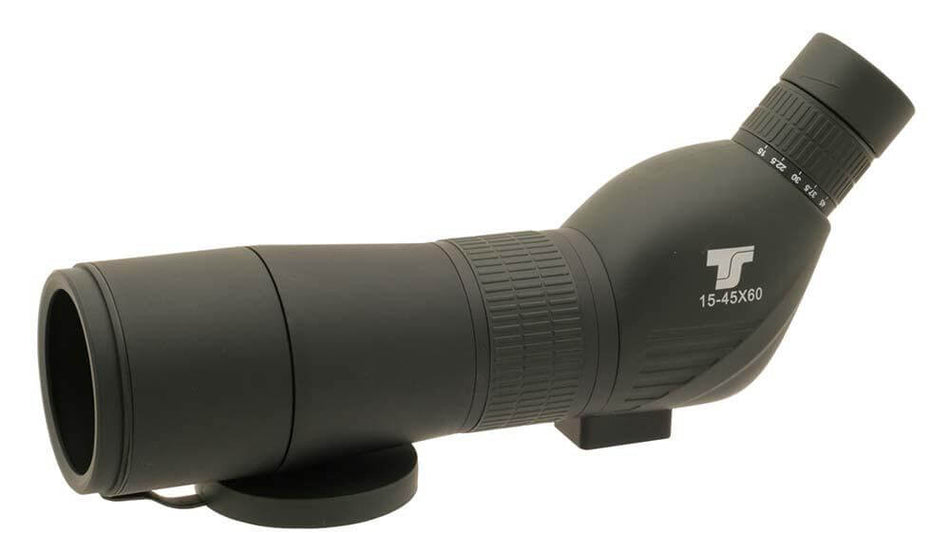 Cannocchiale TS-Optics TS Zoom 15-45x60, vista a 45°, ideale per tiro a segno, caccia e osservazione della natura, apertura 60mm.