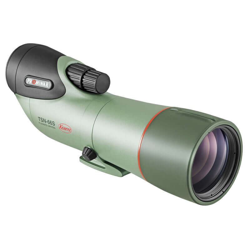Cannocchiale diritto Kowa TSN-66S PROMINAR con ottica fluorite, scafo in magnesio, ideale per birdwatching, vista laterale.