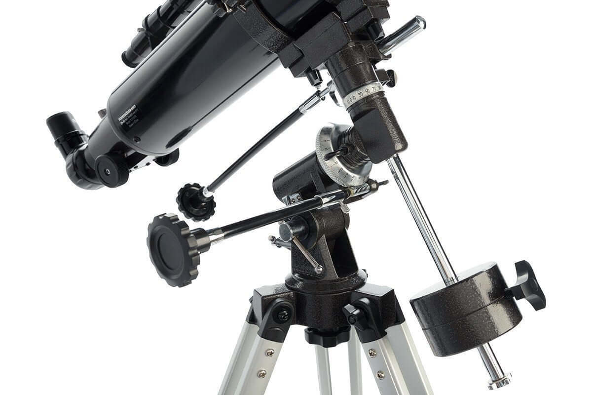 Telescopio rifrattore Celestron Powerseeker 80EQ con treppiede in alluminio, ideale per principianti e bambini, con accessori inclusi.