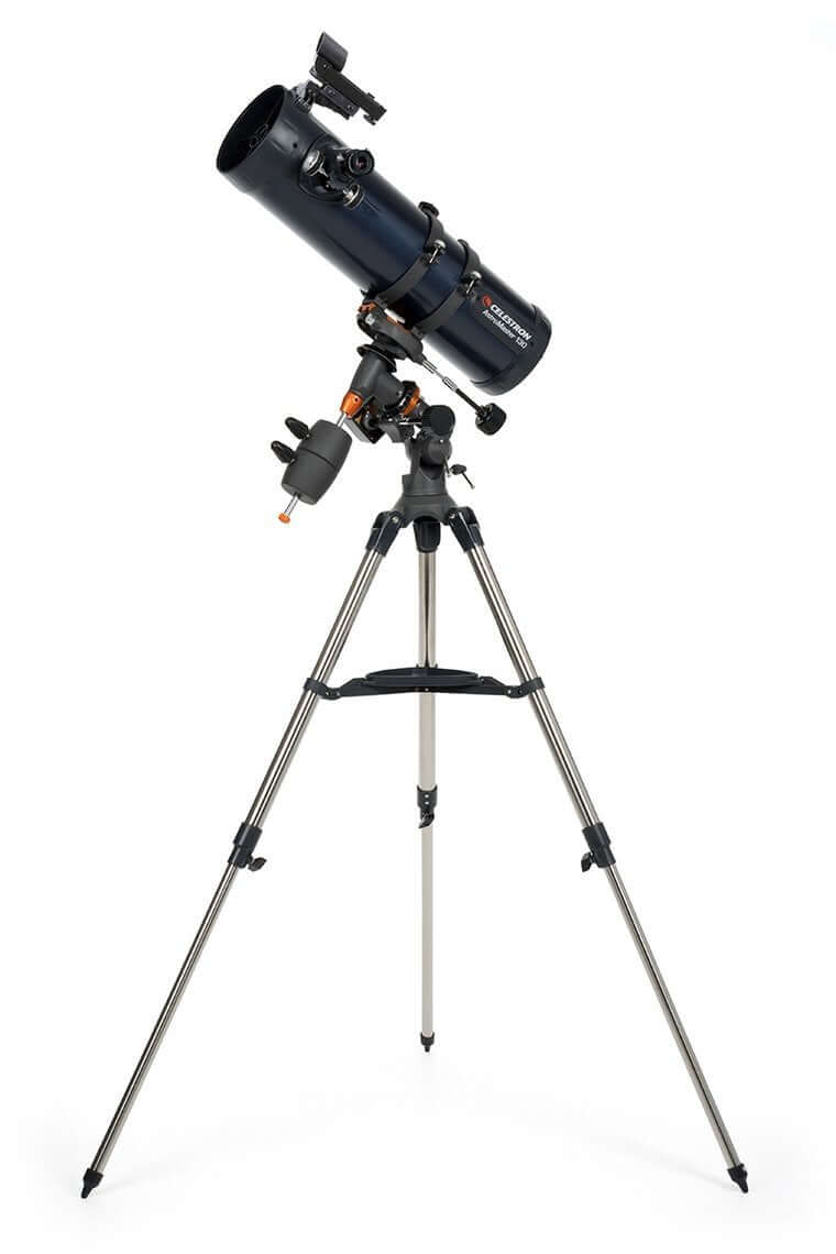 Telescopio Celestron Astromaster 130EQ-MD con motore drive, montatura equatoriale CG3 per osservazioni astronomiche dettagliate.
