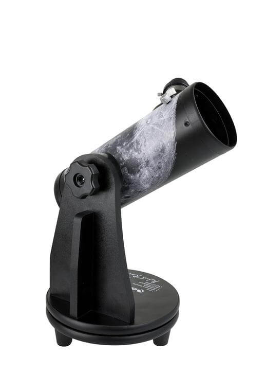 Celestron Firstscope 76 firmato da Robert Reeves, telescopio portatile con serigrafia lunare per esplorazione del cosmo.