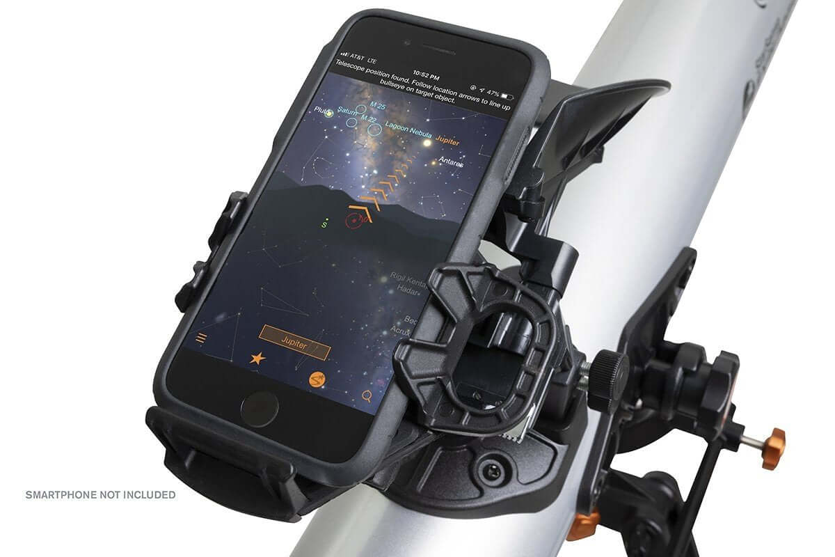 Telescopio Celestron StarSense Explorer 70 LT con supporto smartphone per visione notturna stellare.