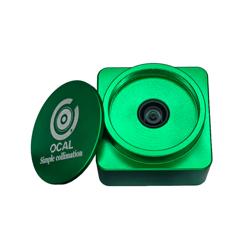 Collimatore elettronico OCAL 3.0 MAX con design verde brillante e obiettivo ad ampia apertura, perfetto per collimazione precisa.