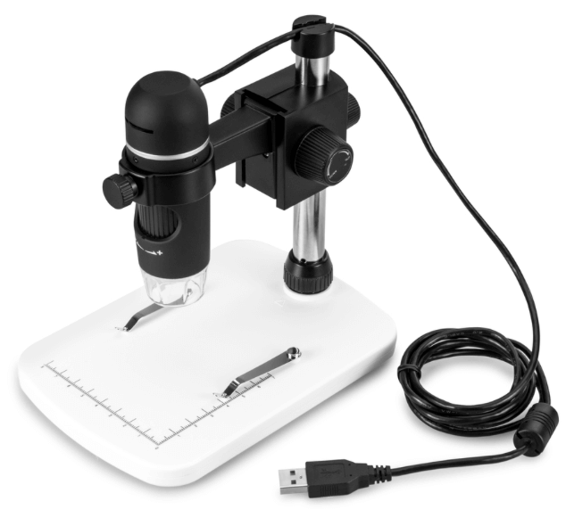 Microscopio digitale USB DiProgress Hooke, risoluzione 5Mpx, ingrandimento 300X, collegabile a PC per immagini e video.