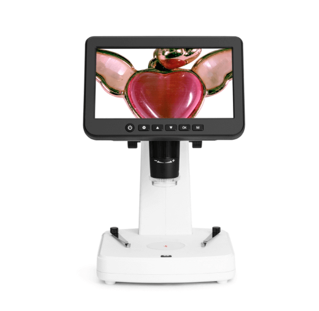 Microscopio digitale DiProgress Hooke LCD7 con display da 7 pollici, ingrandimento fino a 300x, osservazione dettagliata di oggetti.