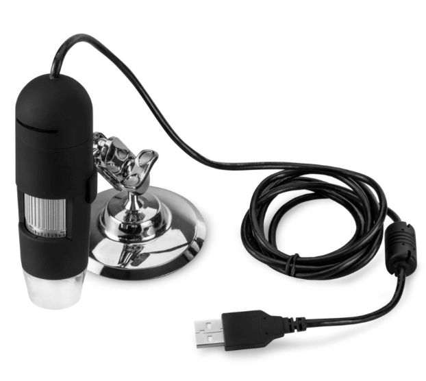 Microscopio digitale DiProgress Hooke USB2 con ingrandimento 200X e risoluzione 2Mpx, ideale per piante, insetti e monete.