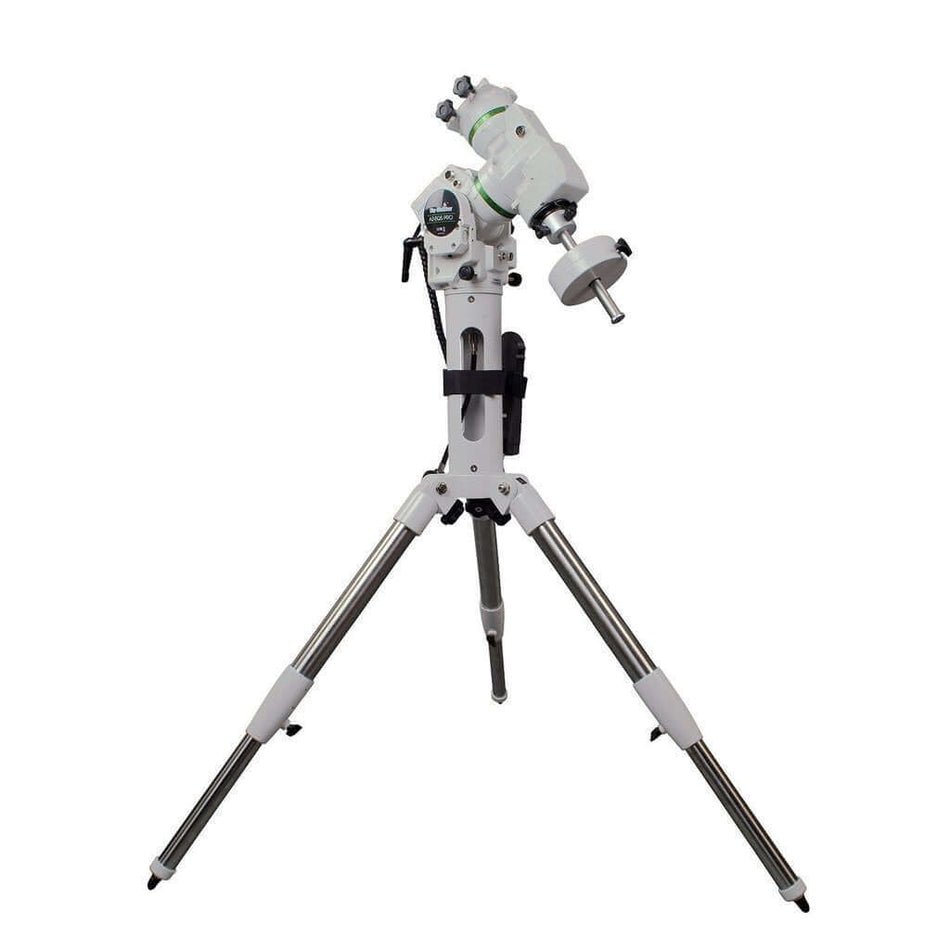 Montatura SkyWatcher AZ-EQ5 GT SynScan per astrofotografia, modalità equatoriale e altazimutale, con trasmissione a cinghia e motori stepper.