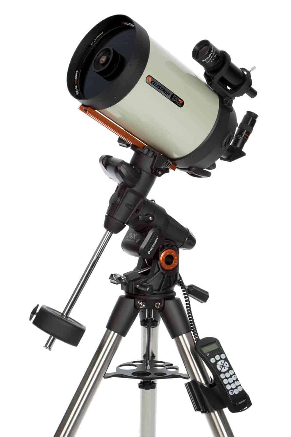 Telescopio Celestron Advanced VX 8 Edge HD montato su cavalletto equatoriale, sistema Schmidt-Cassegrain, con accessori inclusi.