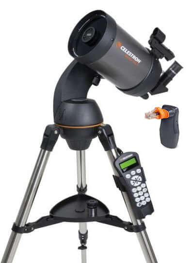 Telescopio Celestron Nexstar 5 SC SLT con montatura computerizzata e telecomando, ideale per osservazione astronomica.