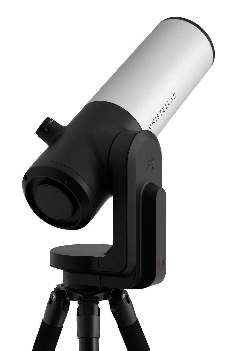 Telescopio Smart Unistellar eVscope 2 con oculare Nikon micro OLED su treppiede, rivoluzionaria tecnologia di esplorazione spaziale.