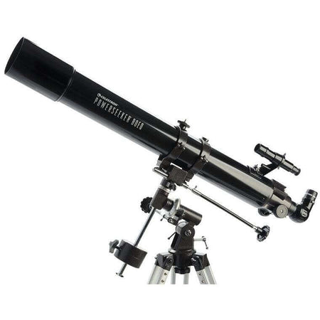 Telescopio Celestron Powerseeker 80EQ su treppiede, ideale per principianti, dotato di ottica avanzata e accessori inclusi.
