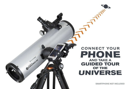 Telescopio Celestron Starsense Explorer DX 130AZ con sistema guida smartphone per esplorazione guidata dell'universo, illustrazione