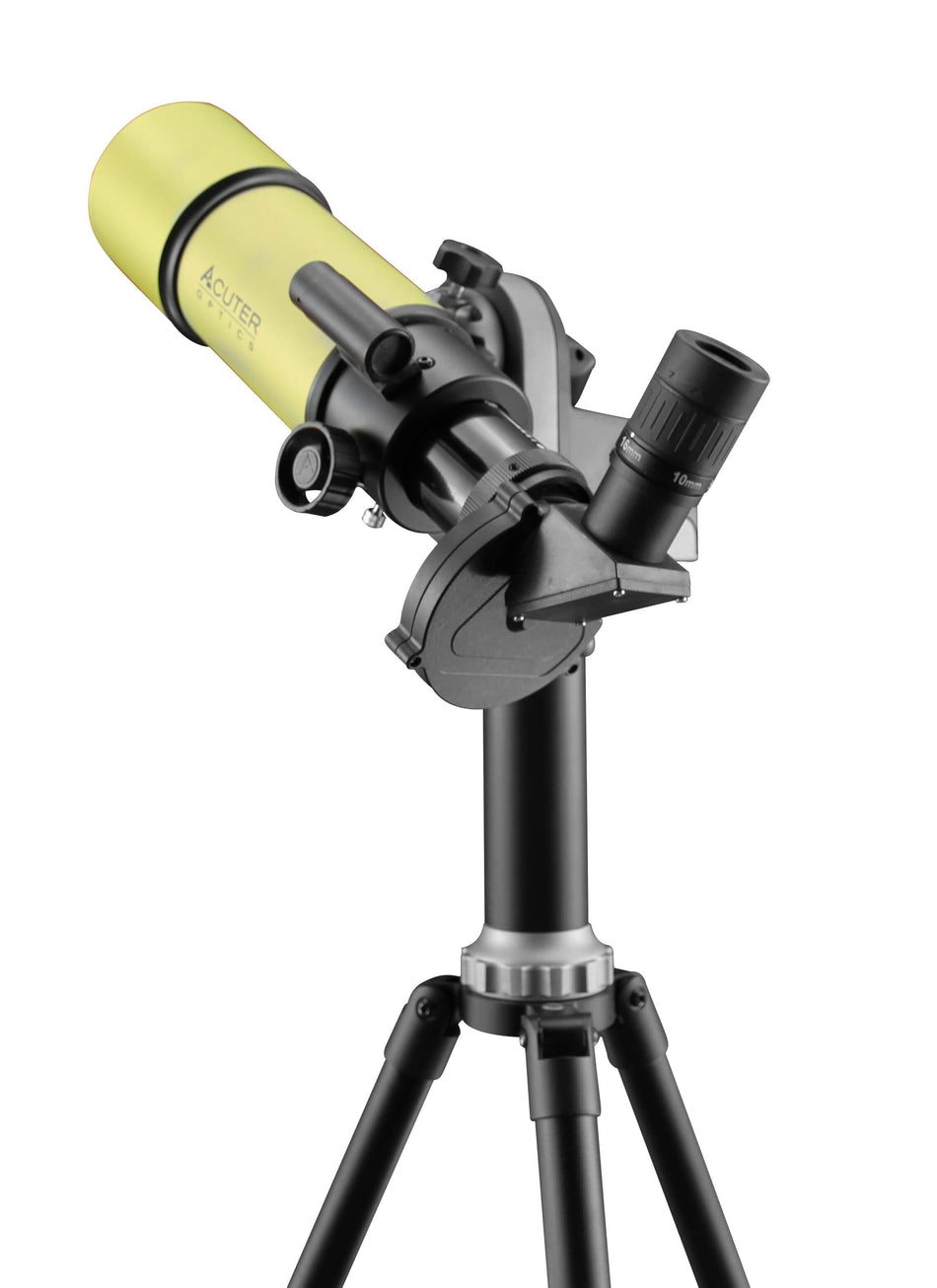 Telescopio Solare Acuter SOLARUS ST 80/400 con montatura Sun Tracking in primo piano.