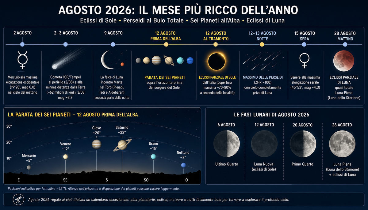 Eventi astronomici 2026 dai cieli italiani