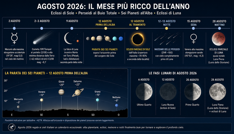 Eventi astronomici 2026 dai cieli italiani