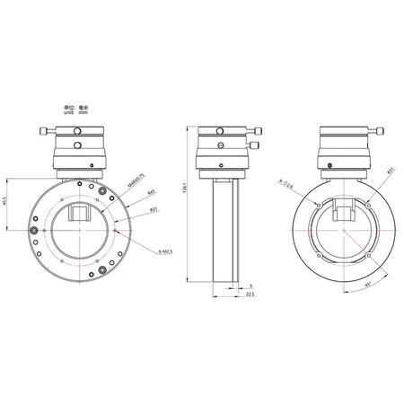 ZWO OAG-L – Schema dimensioni guida fuori asse large