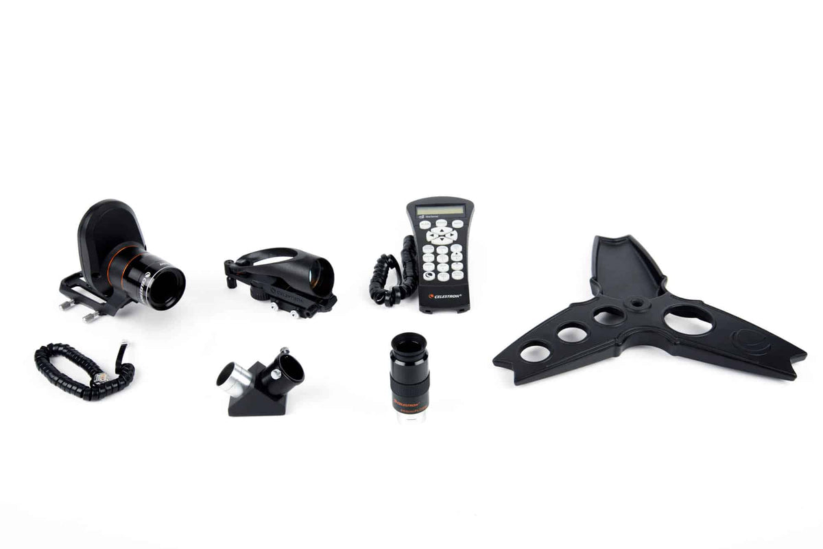 Accessori per il telescopio Celestron NexStar Evolution 8” HD con Star Sense, incluso telecomando e base.