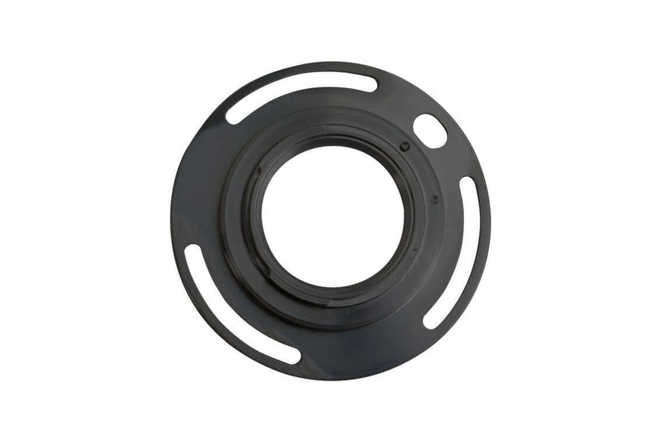 Adattatore Celestron RASA 8” per Mirrorless Canon, in alluminio anodizzato nero, visto dall'alto su sfondo bianco.