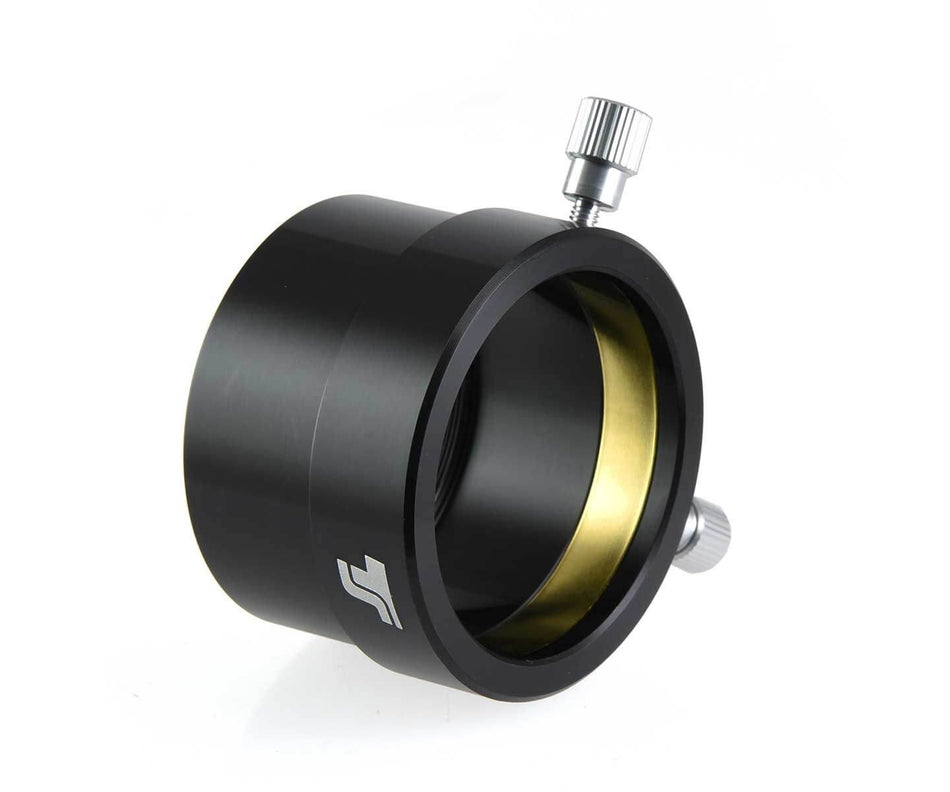 Adattatore TS-Optics da M48x0.75 a 2 pollici, nero, con viti zigrinate e anello di compressione, per accessori telescopici.
