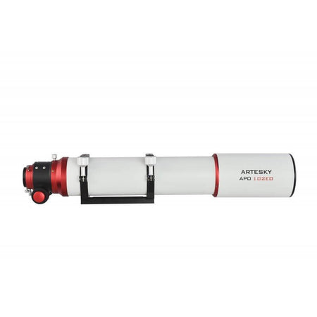 Rifrattore Artesky 102ED f/7 APO con doppietto FCD1-B e lantanio, riducibile a 570mm F/5.6, ideale per astrofotografia e osservazioni.