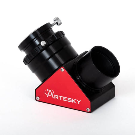 Diagonale dielettrico Artesky 2 pollici con chiusura veloce, metallo nero e rosso, per uso telescopico confortevole a 90°.