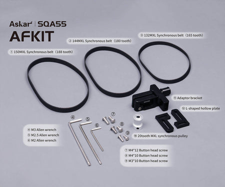 Kit adattatore Askar SQA55 AF per focheggiatore elettronico con cinghie e strumenti inclusi, migliora la precisione astronomica.