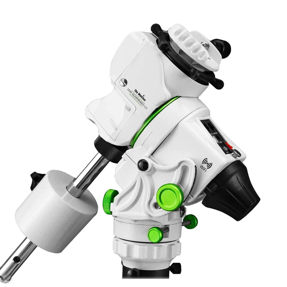 Astroinseguitore GOTO SkyWatcher Star Adventurer GTI con motorizzazione doppio asse e treppiede incluso, ideale per astrofotografia.