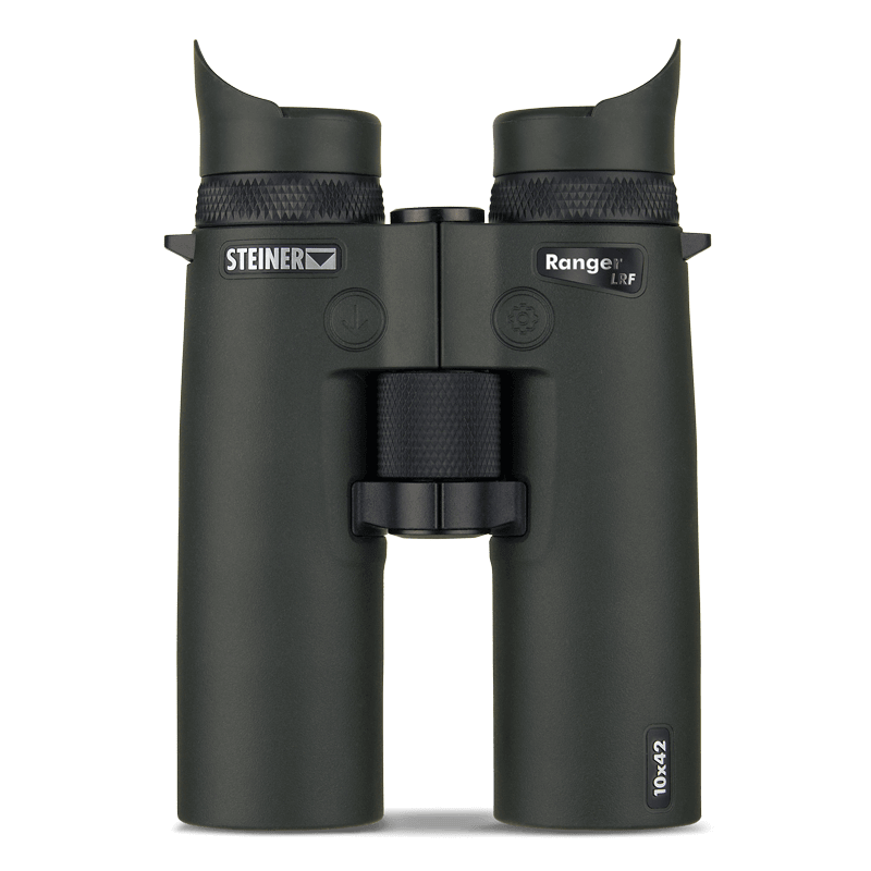 Binocolo Steiner Ranger LRF 10x42 con telemetro laser integrato, design con prismi a tetto, robusto e qualità ottica eccellente.