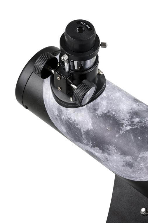 Celestron Firstscope 76 serigrafato con immagine della Luna, edizione firmata da Robert Reeves, ideale per esplorazione astronomica.