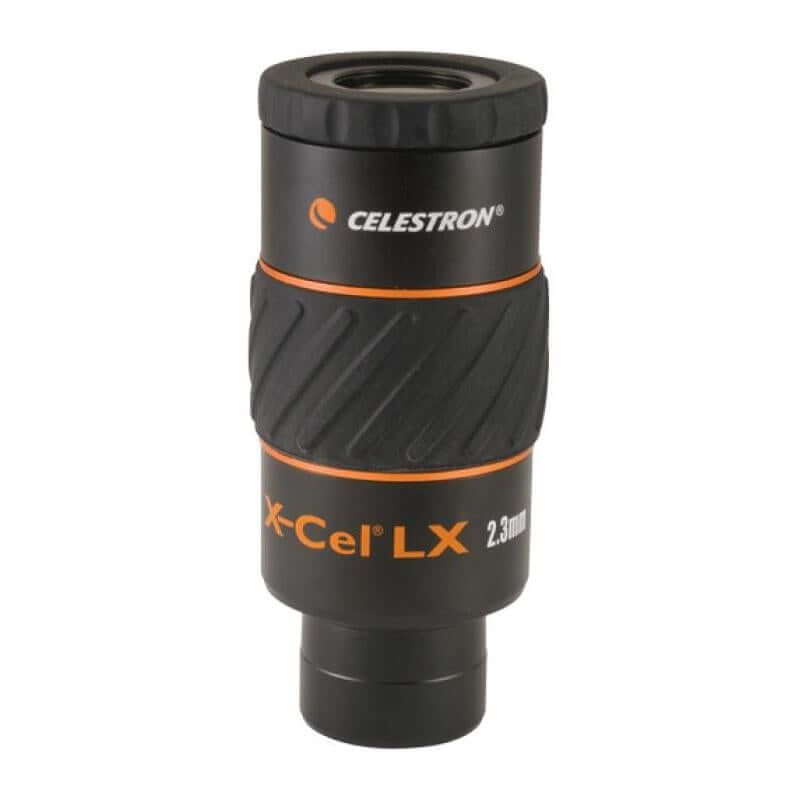 Oculare Celestron X-Cel LX 2.3 mm, grandangolare, 6 elementi ottici, ideale per osservazioni planetarie, design con rivestimento in gomma.
