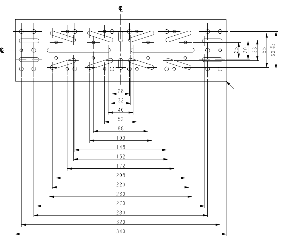 Schema tecnico della piastra Artesky Losmandy 340mm per montature telescopiche, con misure dettagliate ed indicazioni di lunghezza.