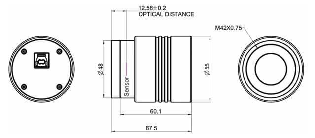 SkyWatcher Syncam 585C CMOS disegno tecnico dimensioni