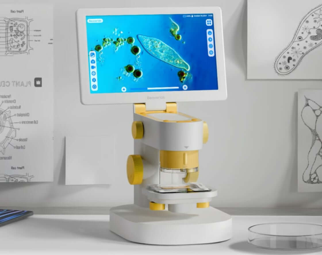 DiProgress MX-PRO microscopio digitale vista frontale con schermo touch 9 pollici