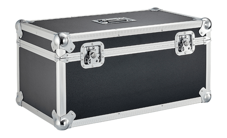 Flight case nero chiuso con angoli rinforzati in metallo