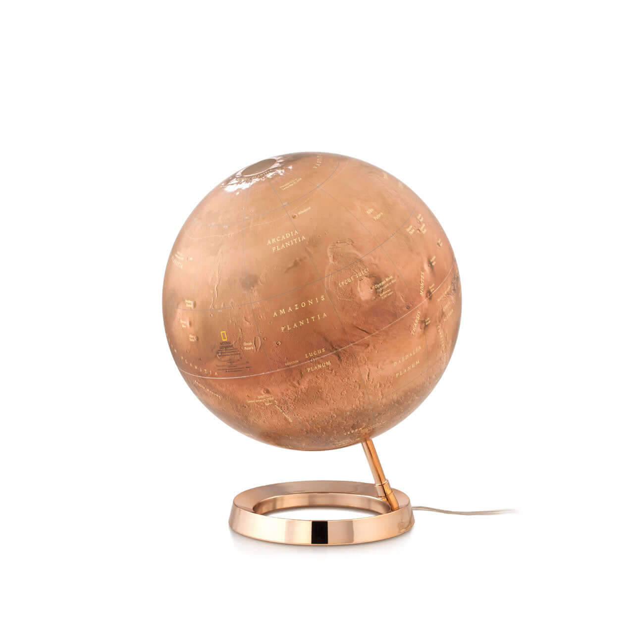 DiProgress Mappamondo Marte NATGEO illuminato, cartografia dettagliata.