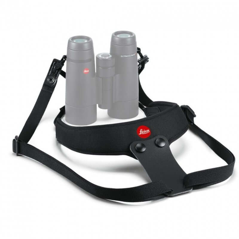 Bretella Sport Leica in neoprene per binocolo, garantisce trasporto stabile e accesso rapido durante camminate o arrampicate.