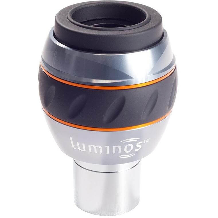 Oculare Celestron Luminos 15mm ultragrandangolare, ideale per osservazioni astronomiche con campo di 82 gradi e design avanzato.