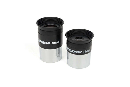 Oculari Celestron 20mm e 10mm per telescopi, accessori ideali per osservazioni astronomiche dettagliate.