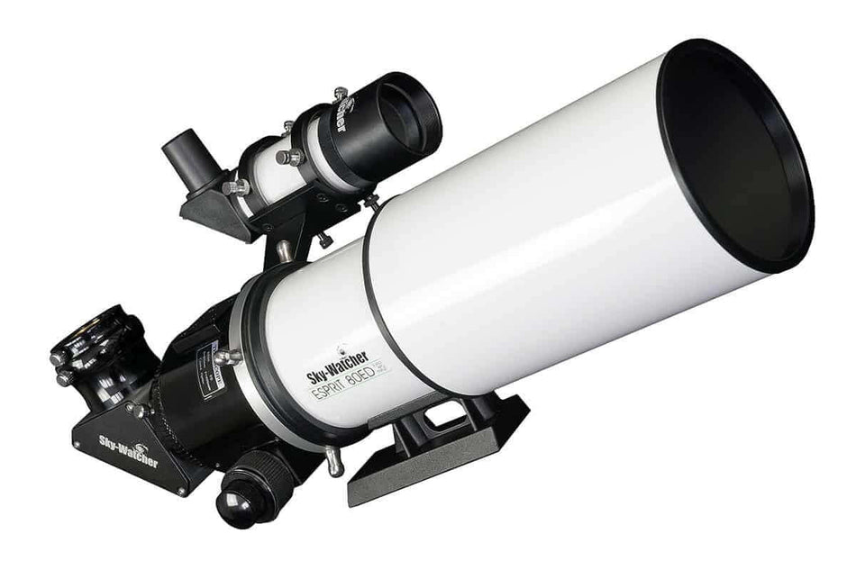 Telescopio SkyWatcher APO Esprit 80 con Spianatore, rifrattore apocromatico f/5, tripletto 80mm, ideale per astrofotografia.