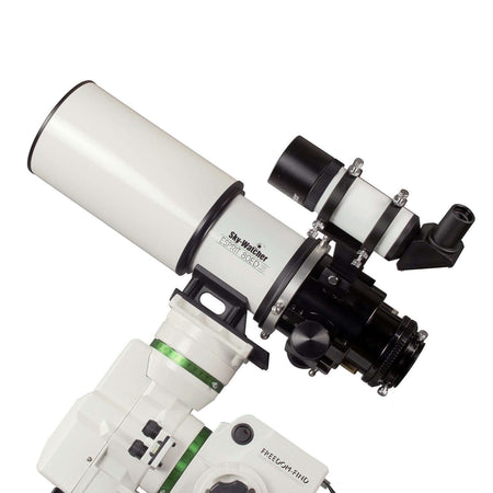 Tubo ottico SkyWatcher APO Esprit 80ED con spianatore di campo e valigia rigida, ideale per astrofotografia.
