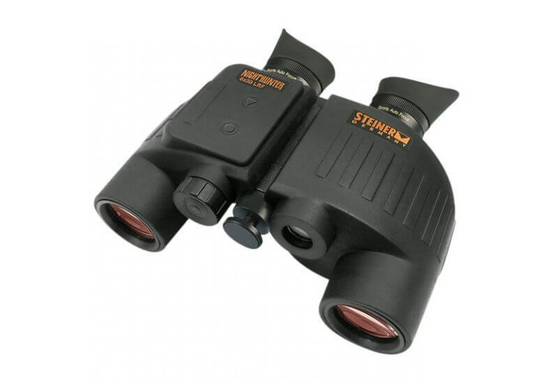 Binocolo Steiner Nighthunter LRF 8x30 con design compatto e funzione misurazione laser, ideale per prestazioni al tramonto.