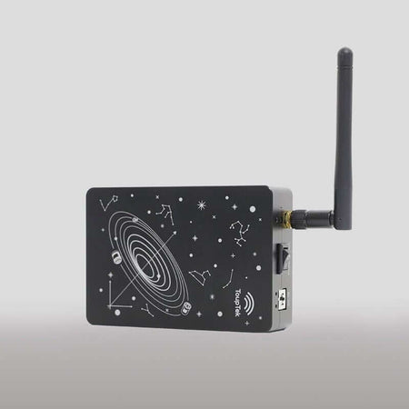 Alt Tag: StellaVita di ToupTek - Controller Wi-Fi per astrofotografia, design compatto con grafica cosmica e antenna, ideale per astrofili.