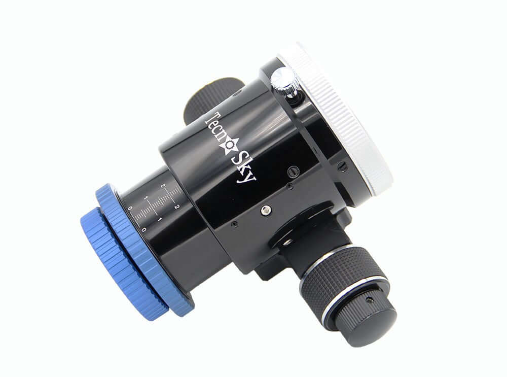Focheggiatore Tecnosky Titanium per telescopi RC GSO 6/8 con movimento a cremagliera e cuscinetti a sfera, vista laterale.